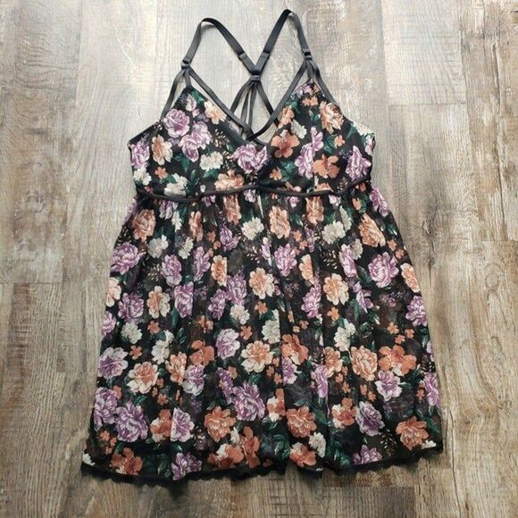 Torrid Floral Simply Mesh Strappy Babydoll - Picture 3 of 5